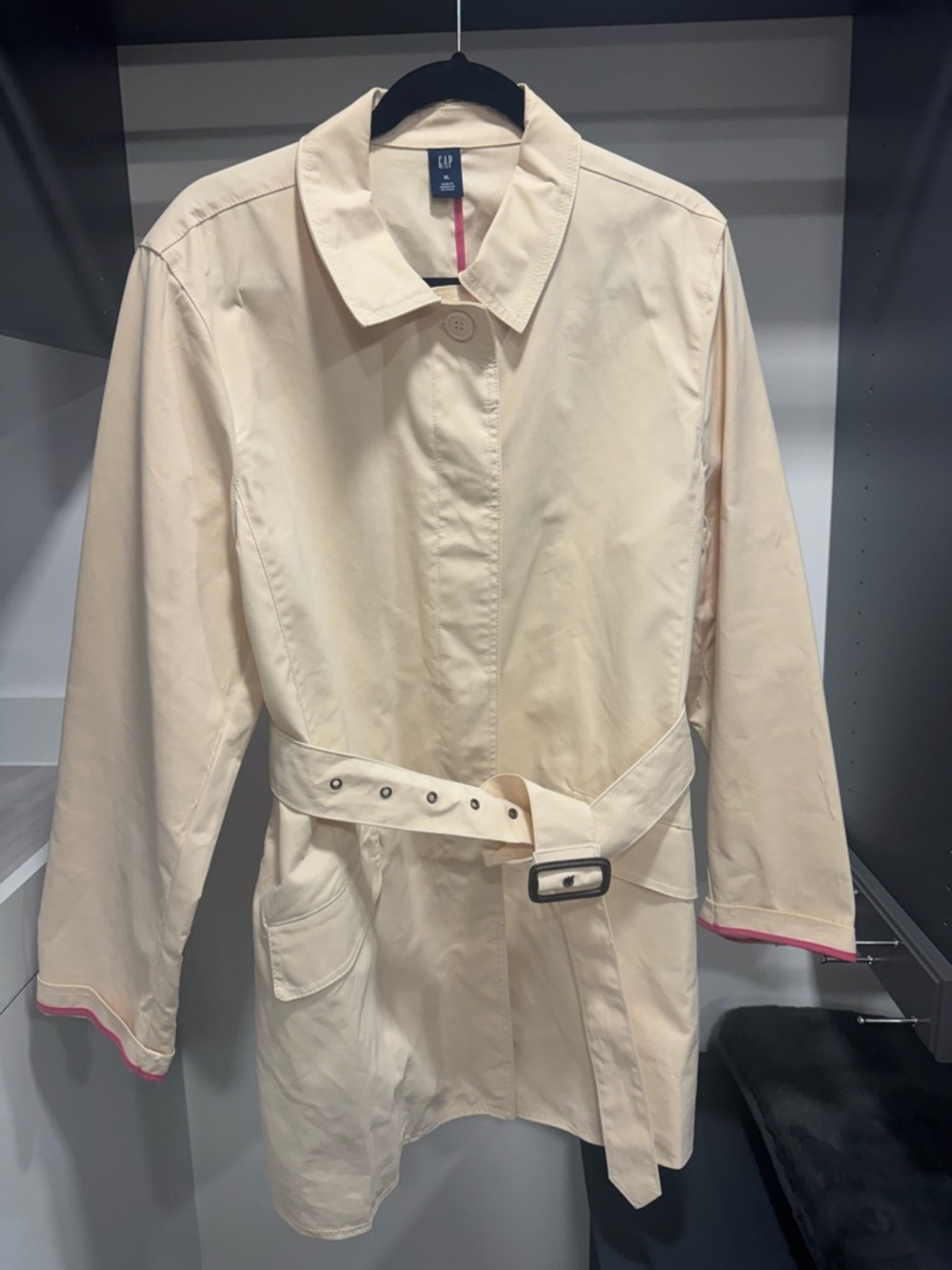 GAP Cream Trench Coat with Pink Trim